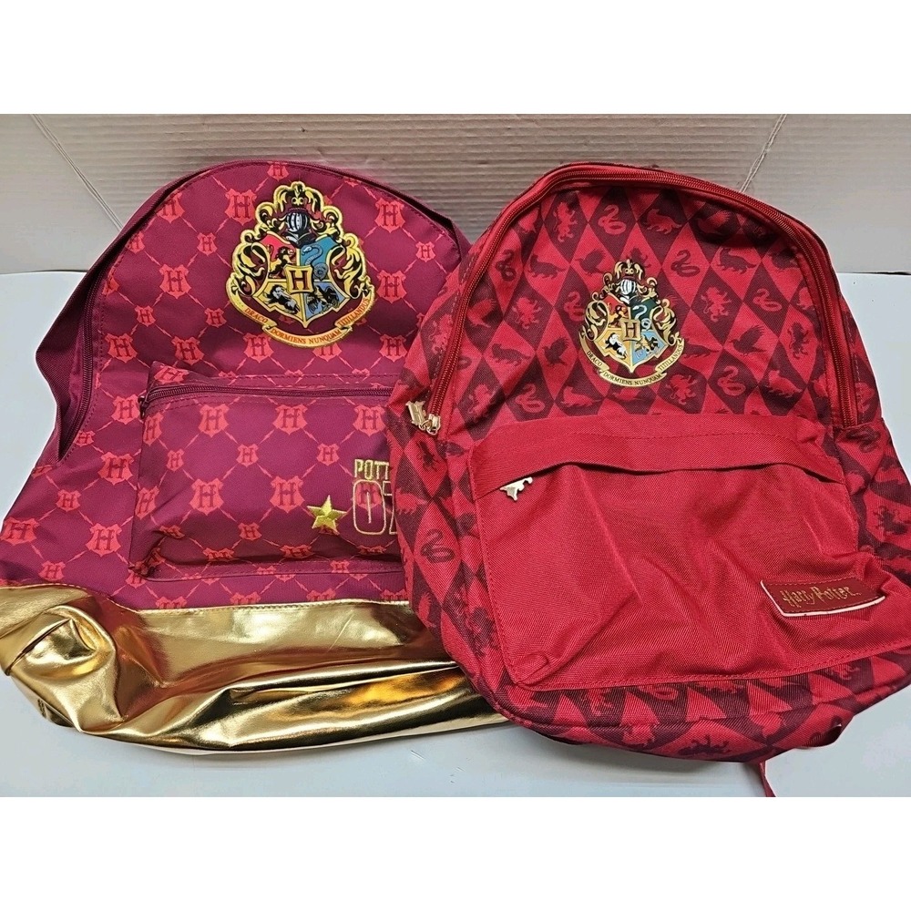 Harry Potter Draco Dormiens Nunquam (Crest), Red/Gold Backpack - Set Of 2